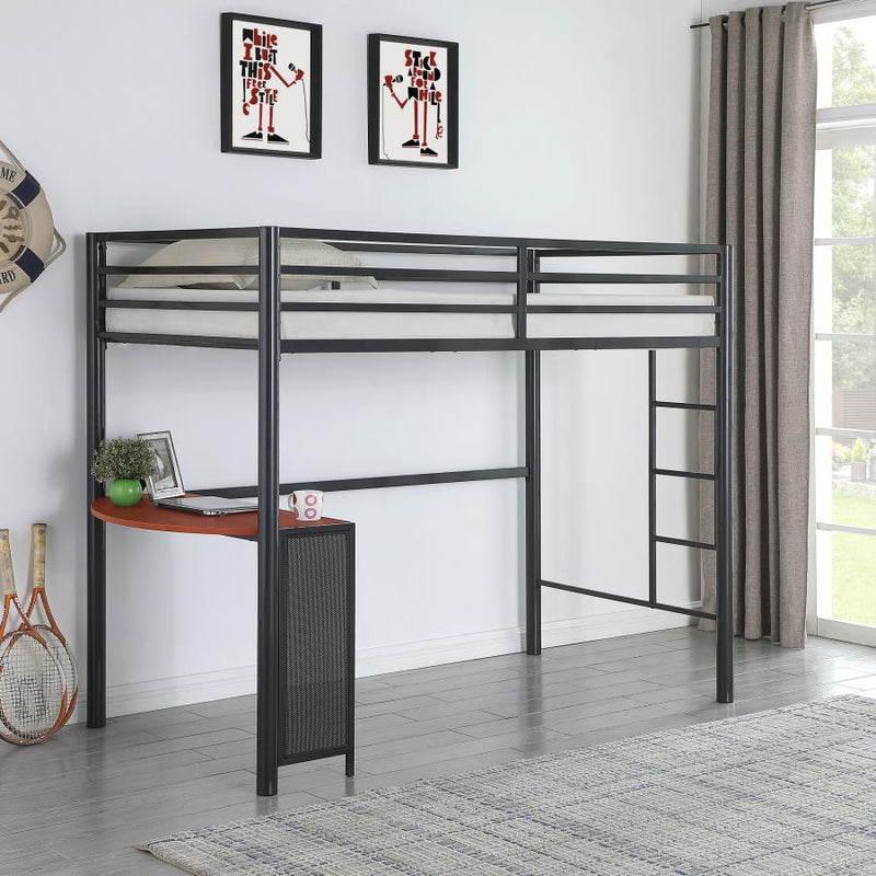 Fisher - Twin Workstation Loft Bed - Gunmetal - Loft Beds - Grand Furniture GA