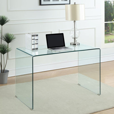 Ripley - Glass Writing Desk - Clear - Writing Desks - Grand Furniture GA