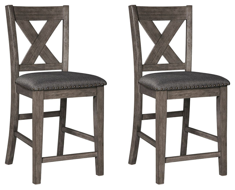 Caitbrook - Gray - Upholstered Barstool (Set of 2).