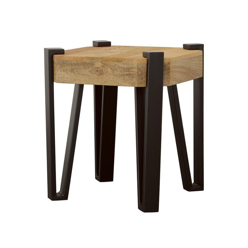 Winston - Wooden Square Top End Table - Natural and Matte Black.