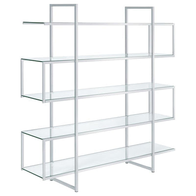 Elmer - 5-Shelf Bookcase - Chrome and Clear.