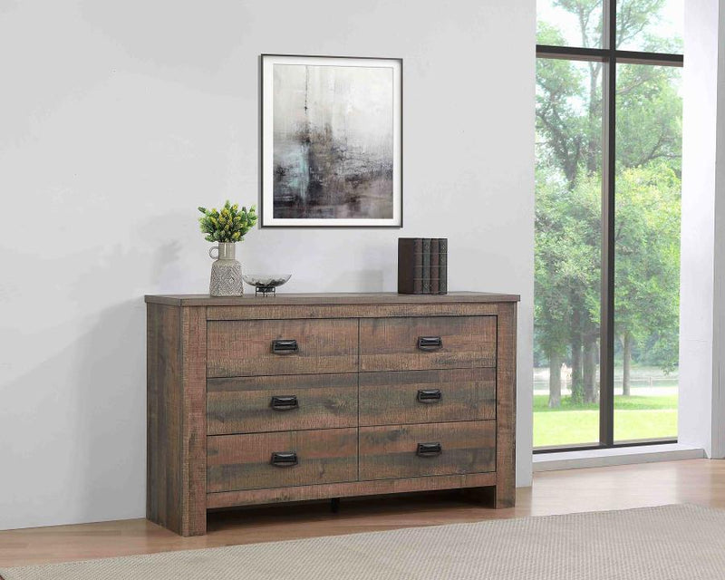 Frederick - 6-Drawer Dresser - Weathered Oak.