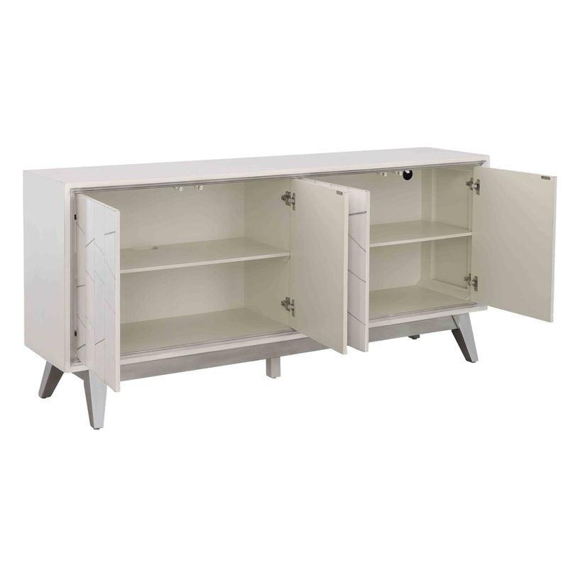 Summit - Four Door Credenza - White & Silver