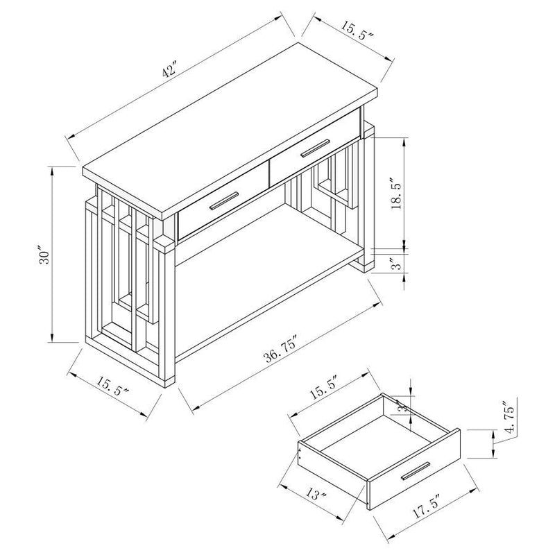 Schmitt - Rectangular 2-Drawer Sofa Table - High Glossy White.