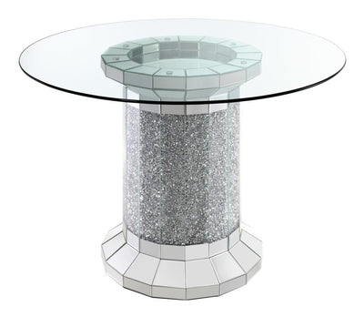 Ellie - Pedestal Round Glass Top Counter Height Table - Mirror - Grand Furniture GA