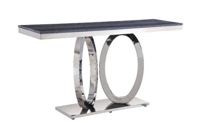 Zasir - Accent Table - Gray Printed Faux Marble & Mirrored Silver Finish - Grand Furniture GA