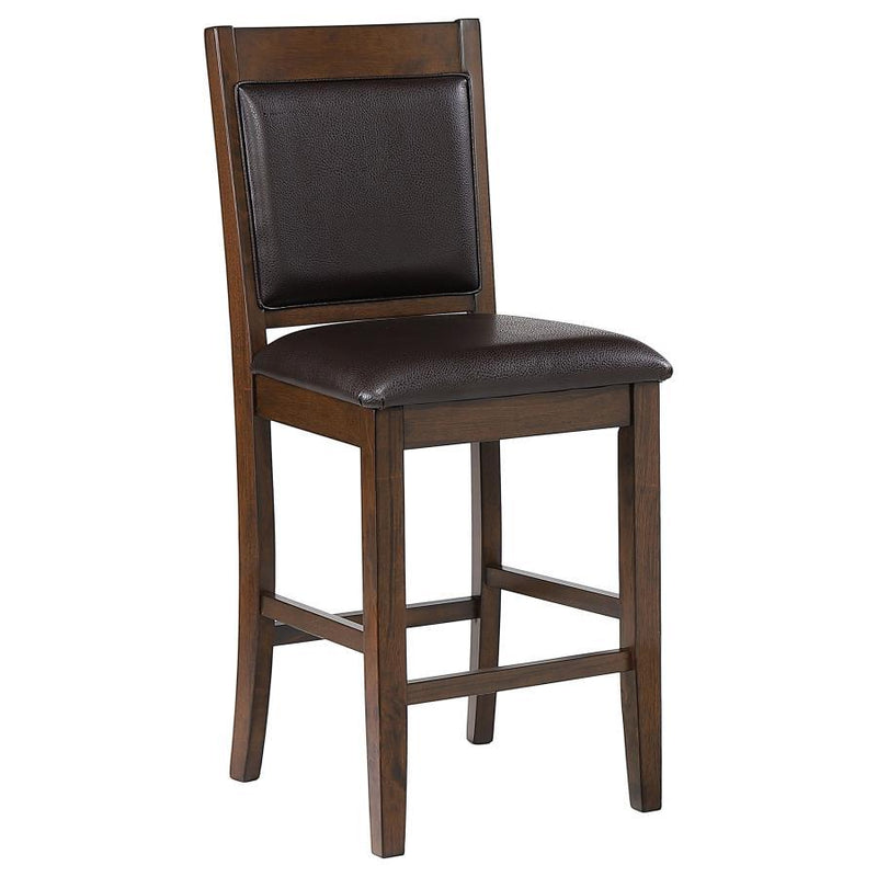 Dewey - Upholstered Counter Height Chairs With Footrest (Set of 2) - Brown and Walnut.