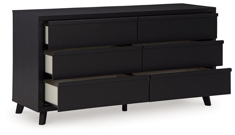 Danziar - Black - Six Drawer Dresser.