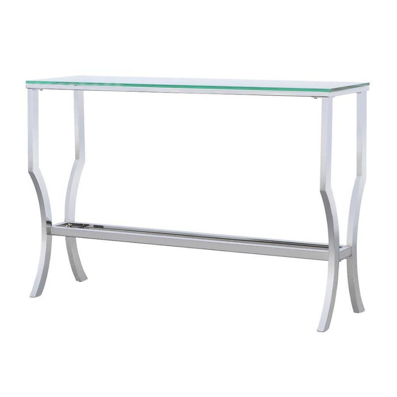 Saide - Rectangular Sofa Table With Mirrored Shelf - Chrome.