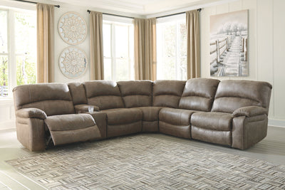 Segburg - Driftwood - Left Arm Facing Power Sofa With Console 4 Pc Sectional.