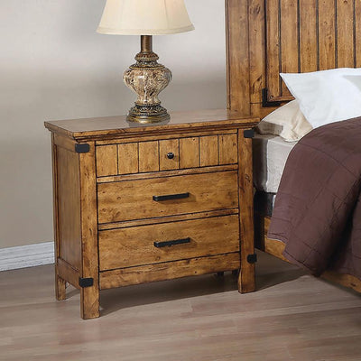 Brenner - 3-Drawer Night Stand - Rustic Honey.