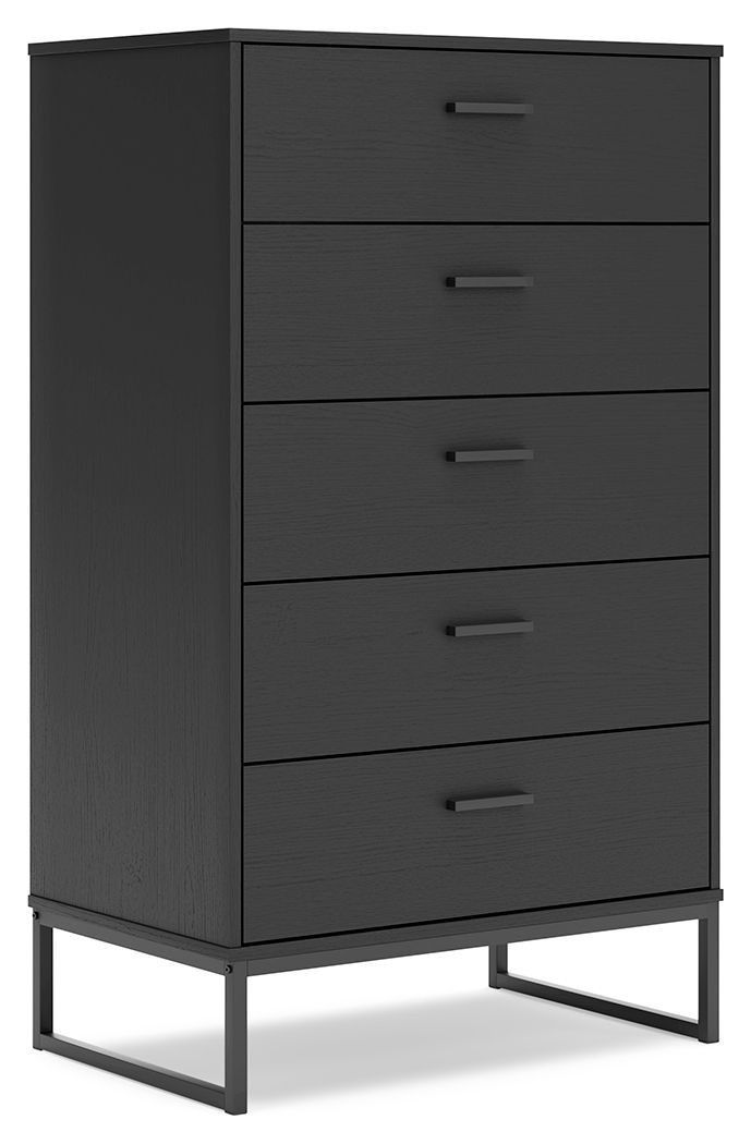 Socalle - Black - Five Drawer Chest