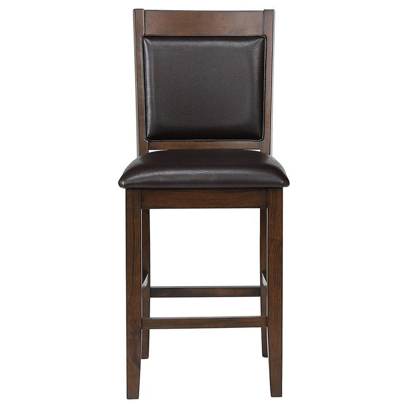 Dewey - Upholstered Counter Height Chairs With Footrest (Set of 2) - Brown and Walnut.