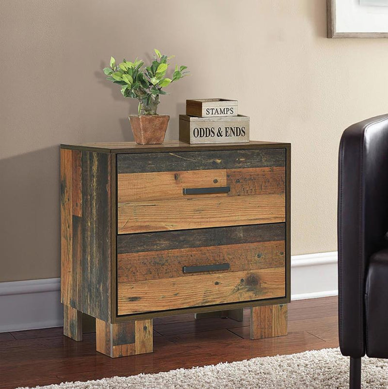 Sidney - 2-Drawer NightStand - Rustic Pine.