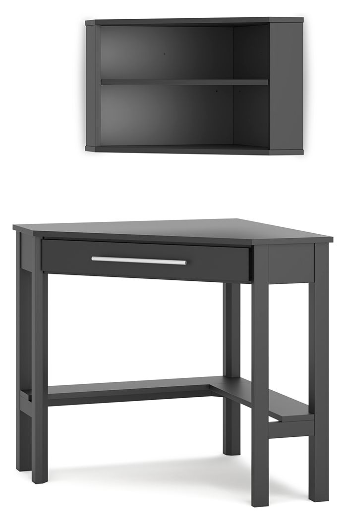 Otaska - Black - Corner Desk, Bookcase