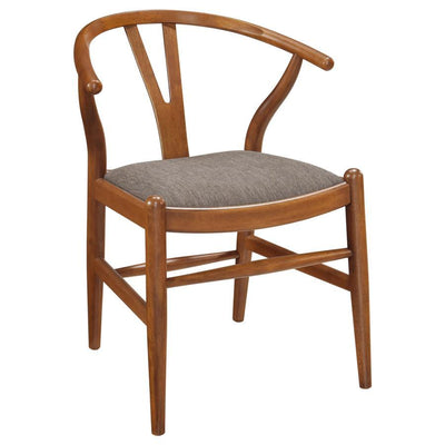 Dinah - Danish Y-Shaped Back Wishbone Dining Side Chair (Set of 2) - Walnut And Brown