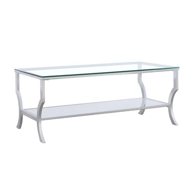 Saide - Rectangular Coffee Table With Mirrored Shelf - Chrome.