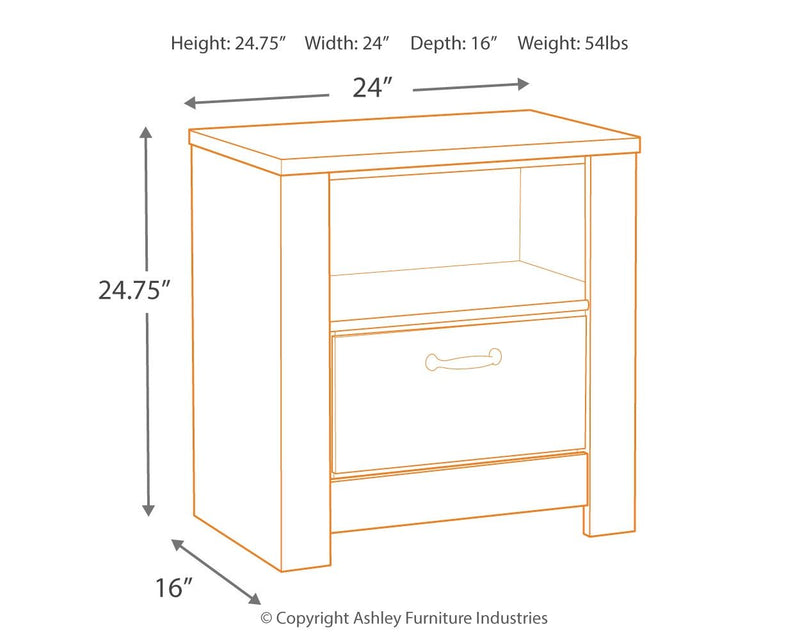 Bellaby - Whitewash - One Drawer Night Stand.