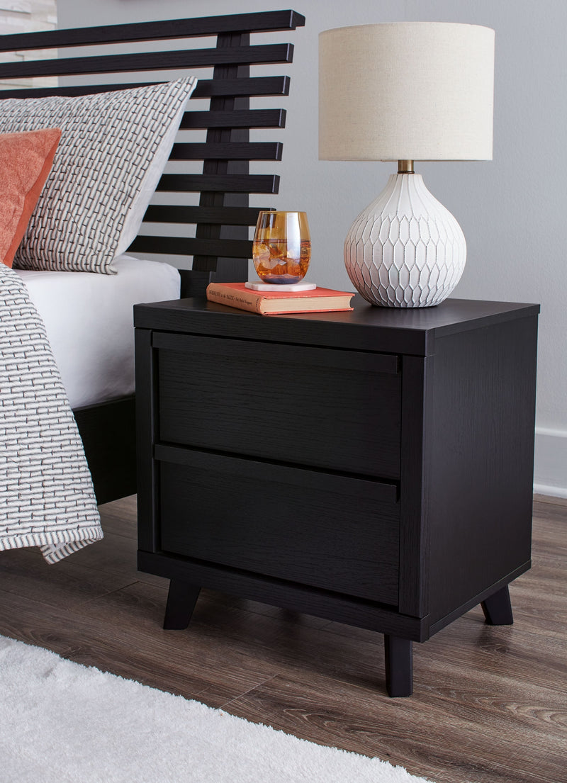 Danziar - Black - Two Drawer Night Stand.