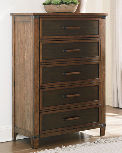 Wyattfield - Brown / Beige - Five Drawer Chest.