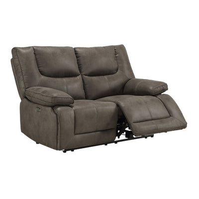 Harumi - Loveseat - Gray Leather-Aire - Grand Furniture GA