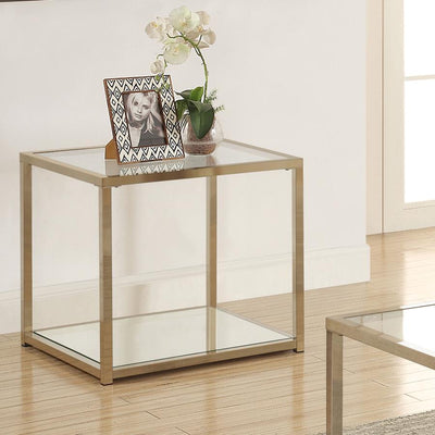 Cora - End Table With Mirror Shelf - Chocolate Chrome.