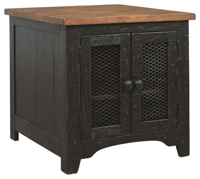 Valebeck - Black / Brown - Rectangular End Table.