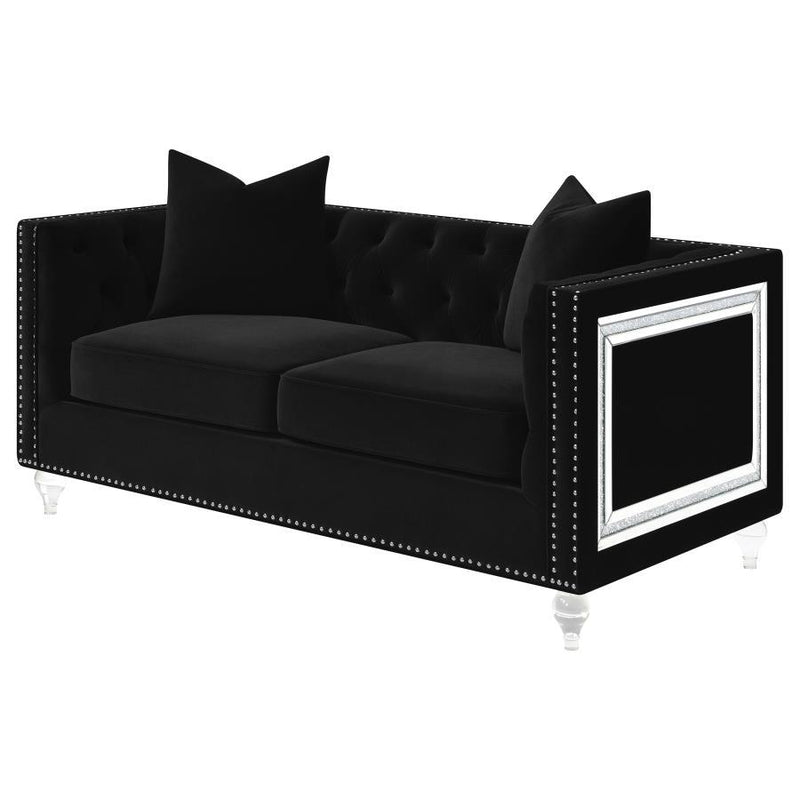 Delilah - Upholstered Tufted Tuxedo Arm Loveseat - Black - Grand Furniture GA