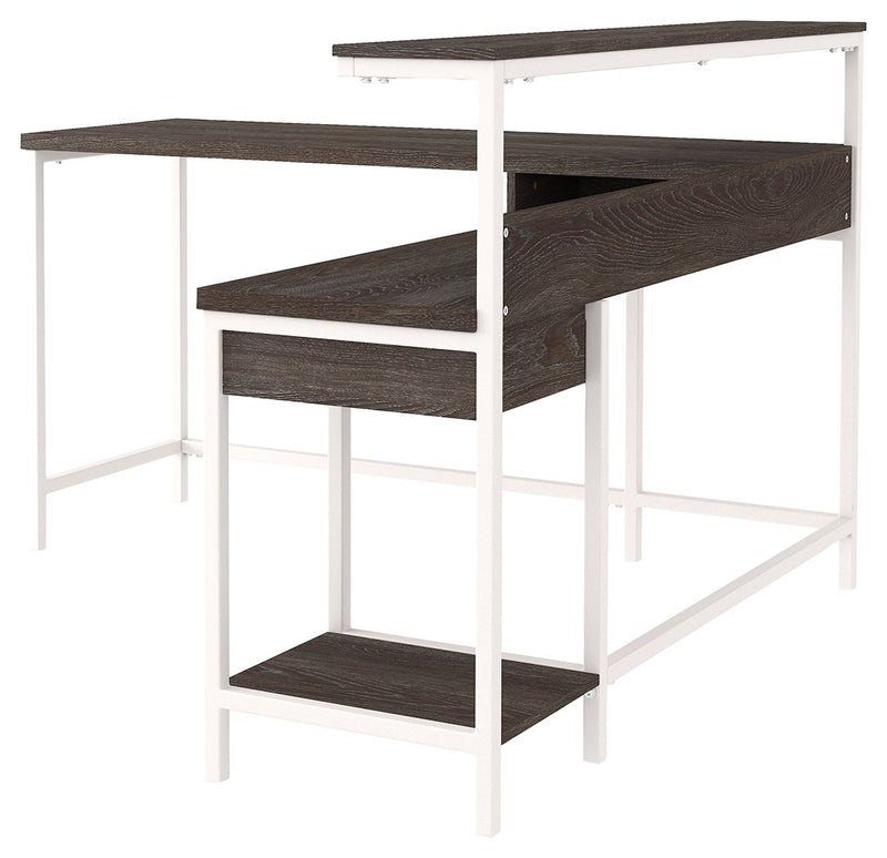 Dorrinson - White / Black / Gray - L-desk With Storage.