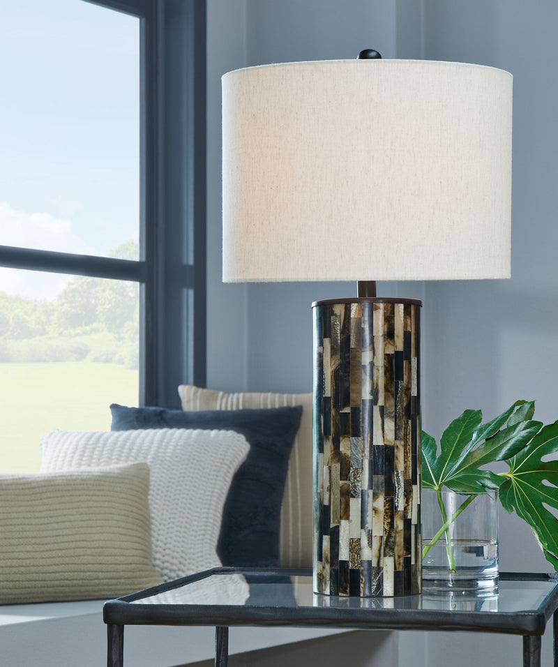 Ellford - Black / Brown / Cream - Poly Table Lamp.