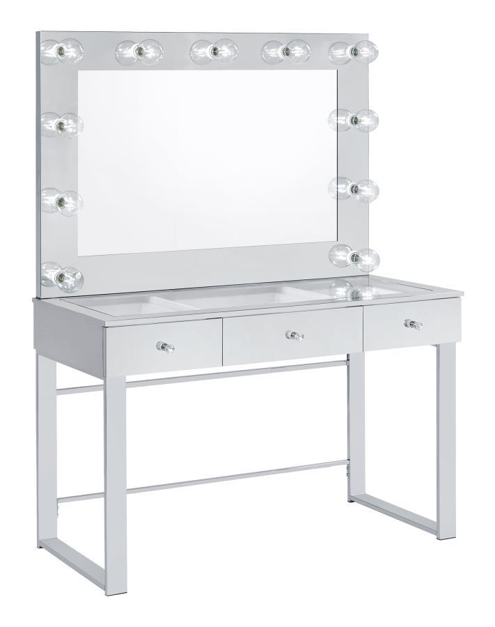 Umbridge - 3-Drawer Vanity With Lighting - Chrome and White.