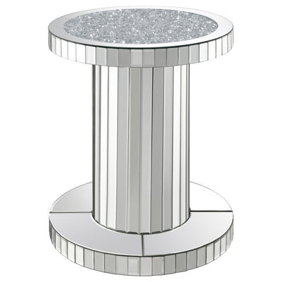 Dorielle - Crystal Inlay Round Top Accent Table - Mirror.