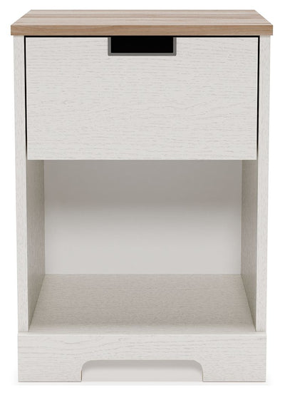 Vaibryn - White / Brown / Beige - One Drawer Night Stand.