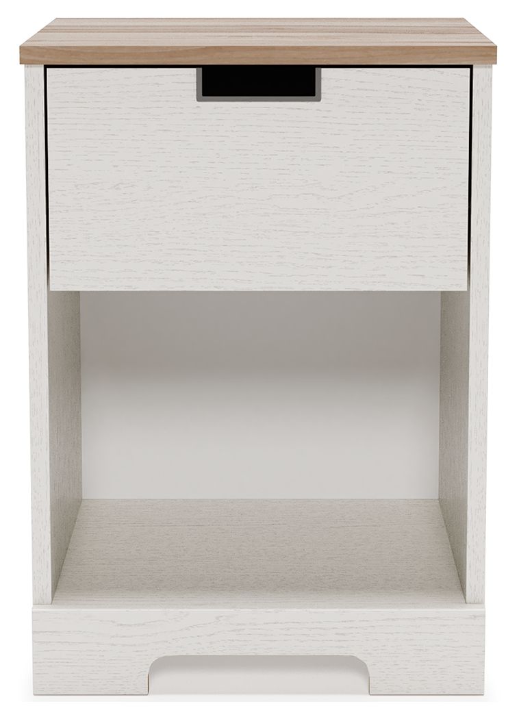 Vaibryn - White / Brown / Beige - One Drawer Night Stand.