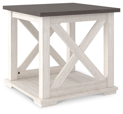 Dorrinson - White / Black / Gray - Square End Table.