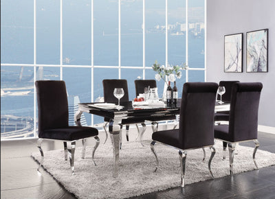 Fabiola - Dining Table - Stainless Steel & Black Glass - Grand Furniture GA