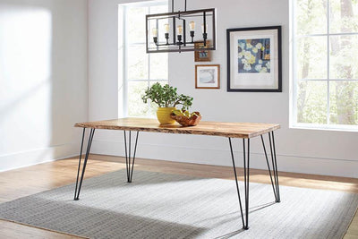 Sherman - Rectangular Dining Table - Natural Acacia and Matte Black.