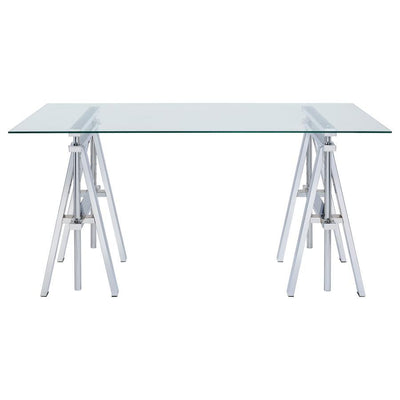 Statham - Glass Top Adjustable Writing Desk - Clear and Chrome.