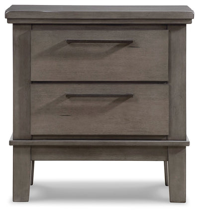 Hallanden - Gray - Two Drawer Night Stand.