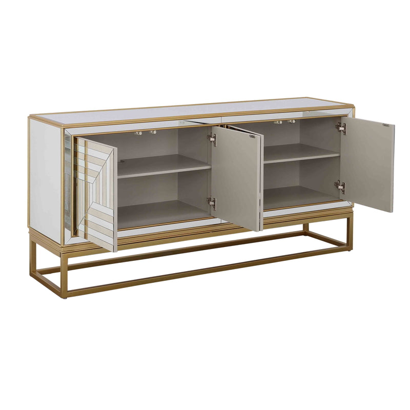 Fostoria - Four Door Credenza - Gold & Mirror.