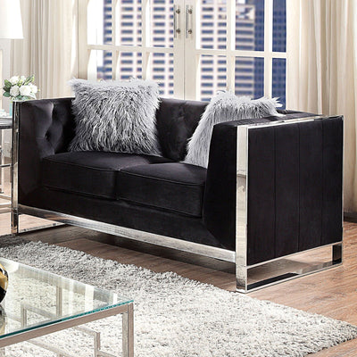 Evadne - Loveseat With Pillows - Black.