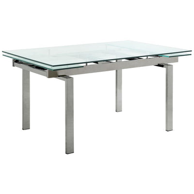 Wexford - Glass Top Dining Table With Extension Leaves - Chrome - Dining Tables - Grand Furniture GA