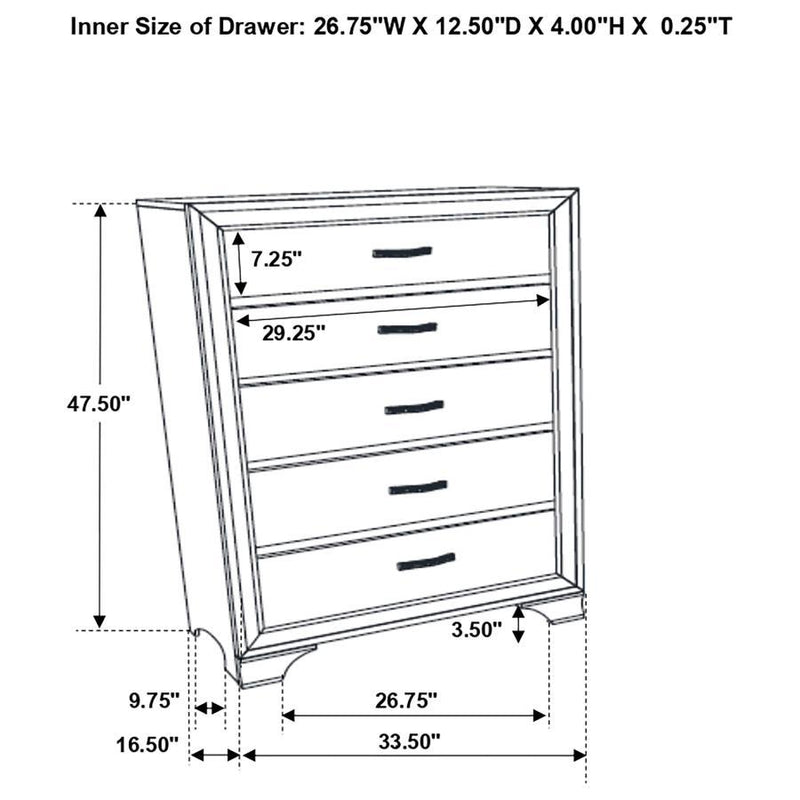 Beaumont - 5-Drawer Rectangular Chest - Champagne - Grand Furniture GA