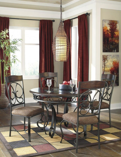 Glambrey - Brown - 5 Pc. - Dining Room Table, 4 Upholstered Side Chairs.