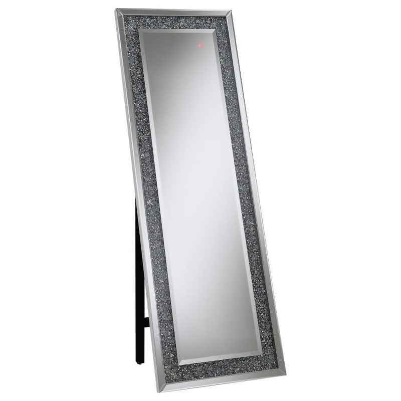 Carisi - Rectangular Standing Mirror With Led Lighting - Silver.