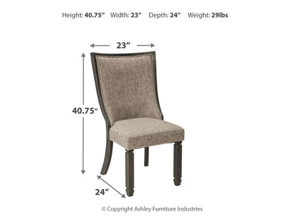Tyler - Black / Grayish Brown - Dining Uph Side Chair (Set of 2) - Framed Back.
