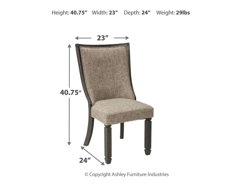Tyler - Black / Grayish Brown - Dining Uph Side Chair (Set of 2) - Framed Back.