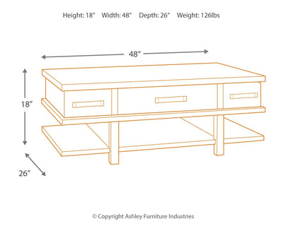 Stanah - Brown / Beige - Lift Top Cocktail Table.