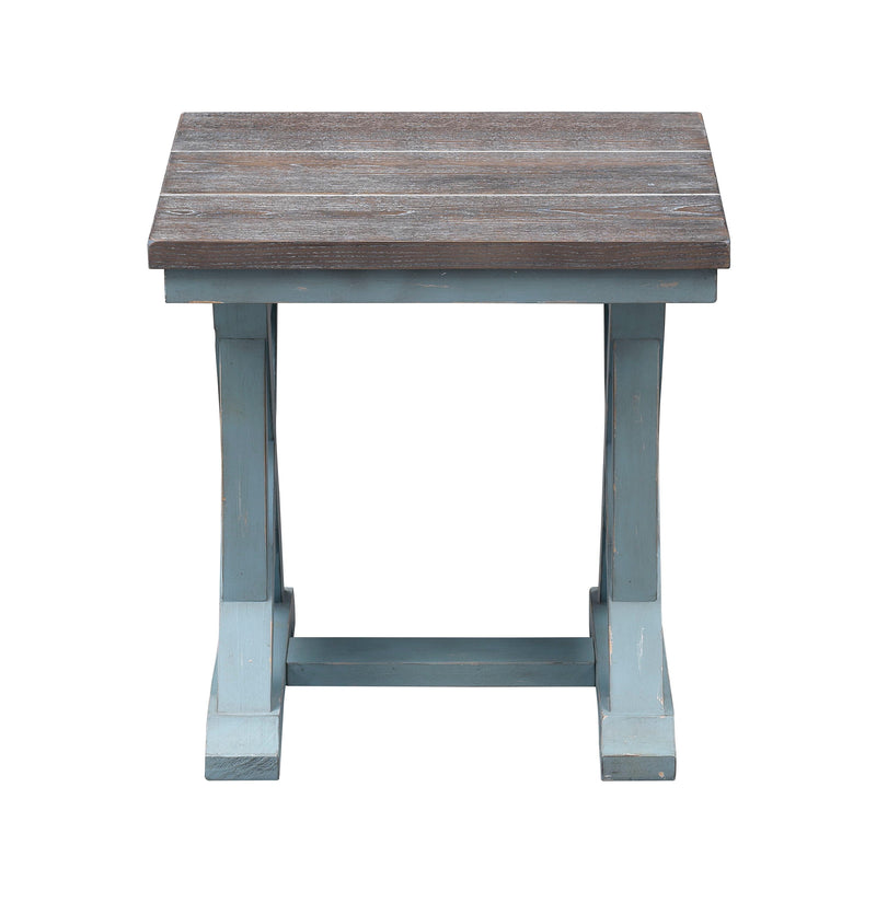 Bar Harbor - Hand Painted Table With Plank Style Top.