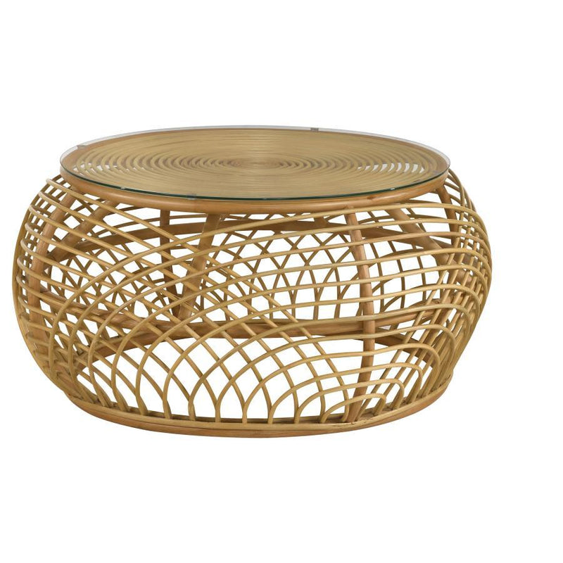 Dahlia - Round Woven Rattan Coffee Table - Natural.